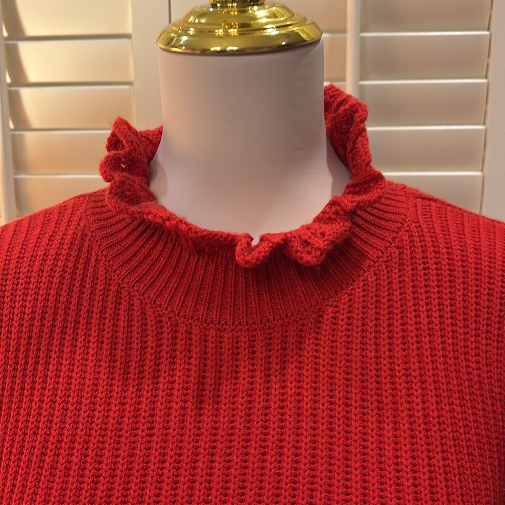 Tuckernuck Red Ruffle Neck Sweater - Picture 2 of 6